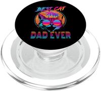 Best Cat Dad Ever Vintage 80s Funny Fathers Day Cat Lover PopSockets PopGrip pour MagSafe