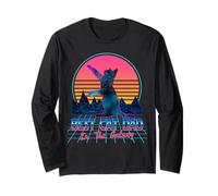 Best Cat Dad in The Galaxy Retro Vintage 80s Funny Cat Lover Manche Longue