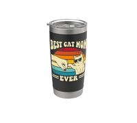 Best Cat Mom Ever - Amusant chaton rétro femme chat maman Gobelet isotherme en acier inoxydable double paroi