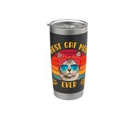 Best Cat Mom Ever Chat rétro vintage amoureux des chats Gobelet isotherme en acier inoxydable double paroi