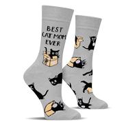 BEST CAT MOM EVER Chaussettes Chat Pour Maman Chat-Idée Cadeau Fête Des Mères Saint Valentin Pour Femme-Chaussettes Humour Fantaisie Rigolote-Cadeau Rigolo Original Drole Anniversaire Noel Pâques