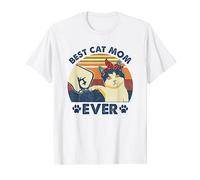 Best Cat Mom Ever Cute & Funny Vintage Cat Mom Chat Maman T-Shirt