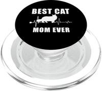 Best Cat Mom Ever Maine Coon Cat Heartbeat Kitten Lovers PopSockets PopGrip pour MagSafe