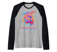 Best Cat Mom Ever Vintage 80s Funny Mothers Day Cat Lover Manche Raglan