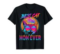 Best Cat Mom Ever Vintage 80s Funny Mothers Day Cat Lover T-Shirt