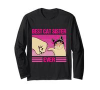 Best Cat Sister Ever Bosse de poing rétro pour femme et fille Manche Longue