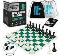Best Chess Set Ever 3X : Jeu d'Échecs Professionnel, Échiquier Silicone Pliable et Réversible 50x50 cm, Pièces Staunton Modernes à Poids Triple (Roi 10,3 cm), Échecs Tournoi pour Adultes et Enfants.