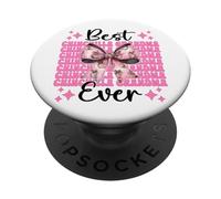 Best Chinchilla Grandma Ever Nana Nœud Coquette Rose PopSockets PopGrip Adhésif