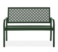 Best Choice Products Banc d'extérieur pour 2 personnes en métal et acier pour jardin, terrasse, porche, entrée avec dossier géométrique, capacité de 358,3 kg - Vert foncé