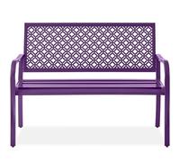 Best Choice Products Banc d'extérieur pour 2 personnes en métal et acier pour jardin, terrasse, porche, entrée avec dossier géométrique, capacité de 358,3 kg - Violet foncé