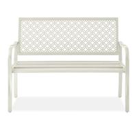 Best Choice Products Banc d'extérieur pour 2 personnes en métal et acier pour jardin, terrasse, porche, entrée avec dossier géométrique, capacité de 358,3 kg - Ivoire