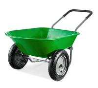 Best Choice Products Brouette de jardin utilitaire à deux roues avec support intégré pour pelouse, jardinage, construction - Vert vif