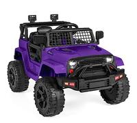 Best Choice Products Camion voiture 12 V pour enfants avec télécommande parentale, suspension à ressort, lumières LED, port auxiliaire - Violet