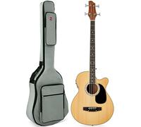 Best Choice Products Guitare basse électrique acoustique 4 cordes, basse frettée avec housse de transport rembourrée - Naturel