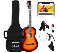 Best Choice Products Kit de démarrage pour guitare acoustique en bois pour débutant avec sac de transport, 6 médiators en celluloïd, cordes en nylon, capodastre, tissu, sangle avec support de médiator