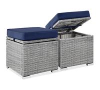 Best Choice Products Lot de 2 ottomanes en osier, meubles d'extérieur polyvalents pour terrasse, jardin, sièges supplémentaires, tables d'appoint avec coussins amovibles résistants aux intempéries