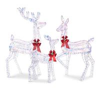 Best Choice Products Lot de 3 grandes familles de cerfs de Noël éclairés de 1,5 m avec 360 lumières LED, piquets, attaches zippées - irisé