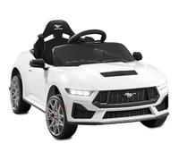 Best Choice Products Voiture électrique 12 V pour enfants sous licence officielle Ford Mustang avec contrôle parental, lumières LED, 2 vitesses, Bluetooth - Blanc