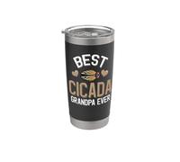 Best Cigale Grandpa Ever Cigale mignonne avec cœurs Gobelet isotherme en acier inoxydable double paroi