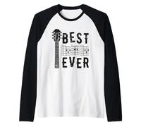 Best Dad Ever Guitar Chord Music Retro Fathers Day Musical Manche Raglan