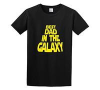 Best Dad in The Galaxy Star Space Rolling Credits Men's Cotton Shirt Crew Neck Unisex Short Sleeve T-Shirt XXL