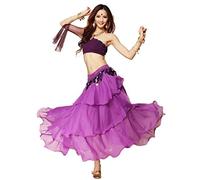 Best Danse Belly Dance Costumes Ensemble (Une épaule TOPS et spirale Jupe et Hip Écharpe) - Violet -