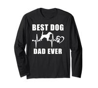 Best Dog Dad Ever Beagle Dog Heartbeat Paw Puppy Lover Manche Longue