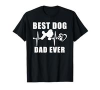 Best Dog Dad Ever Poodle Dog Heartbeat Paw Puppy Lover T-Shirt