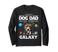 Best Dog Dad in The Galaxy Pit Bull Puppy Dogs Lovers Manche Longue