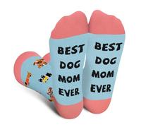 BEST DOG MOM EVER Chaussettes Chien Pour Maman Mère Chienne-Idée Cadeau Fête Des Mères Saint Valentin Pour Femme -Chaussette Humour Fantaisie Rigolote -Cadeau Rigolo Original Drole Anniversaire Noel