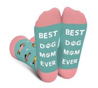 BEST DOG MOM EVER Chaussettes Chien Pour Maman Mère Chienne-Idée Cadeau Fête Des Mères Saint Valentin Pour Femme -Chaussette Humour Fantaisie Rigolote -Cadeau Rigolo Original Drole Anniversaire Noel