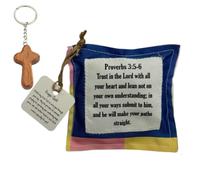 Best Encouraged and Blessed Gift - Courtepointe de prière avec croix à l'intérieur, mini carrés vintage faits à la main, à coudre individuellement, poèmes de symbolisme colorés pour l'appréciation des