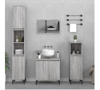 BEST Ensemble de meubles de salle de bain Avec rangement spacieux - 3 pcs Sonoma gris fr2787