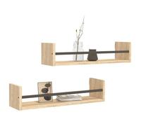 BEST""Étagères murales avec barres 2 pcs - facile à - MODERNE Étagères murales avec barres 2 pcs - chêne sonoma - 60x16x14 cm 47433
