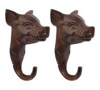 Best For Boots - Lot de 2 crochets en fonte Cochon Marron G
