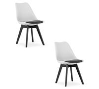 Best For Home 2 chaises noires et blanc/pieds noirs