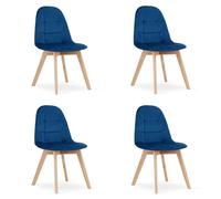Best For Home 4 chaises en velours bleu marine
