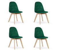 Best For Home 4 chaises en velours vert foncé
