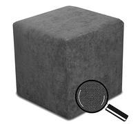 Best For Home Anthracite Cube Pouf | Coussin de Sol en Simili Cuir 40x40x40 | Pouf Confortable pour Salon | Repose-Pieds pour Canapé et Lit | Pouf Tabouret de Style Ottoman | Repose-Pieds Cube Doux