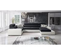 Best For Home | Canapé d’Angle en U | Canapé d’ Angle Droit 209×361×85 cm | Canapé d’Angle en Cuir | canapé Convertible 4 Places | Canapé avec lit escamotable et Fonction Couchage
