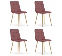 Best For Home Chaise - 4 pieds en velours rose / bois