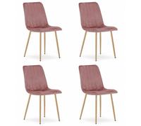 Best For Home Chaise : 4 pieds en velours rose/bois
