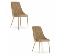 Best For Home Chaise : velours marron/pieds en bois x 2