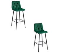 Best For Home Lot de 2 tabourets en velours vert foncé/pieds noirs