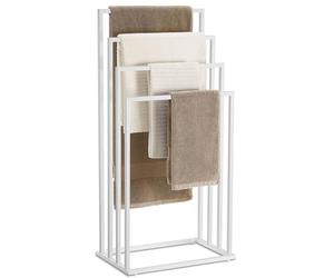 Best For Home Porte-serviettes autoportant blanc | Design à 4 barres pour salle de bain | Porte-serviettes debout | Montage facile | Solution de rangement parfaite | Porte-serviettes sans perçage