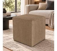 Best for Home | Pouf Cube en Velours Marron Clair 40x40x40 cm | Repose-Pieds Élégant et Confortable | Ottoman Contemporain pour Salon | Chambre ou Couloir | Assise Rembourrée Douce et Chic