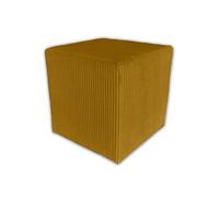 Best For Home | Pouf cube | Repose-pieds jaune moutarde | Tabouret en velours pour salon, chambre à coucher et couloir | Ottoman rembourré | Pouf d'assise rembourré ou cube pour canapé ou fauteuil