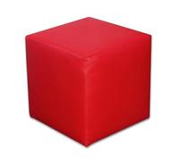 Best For Home Rouge Cube Pouf | Coussin de Sol en Simili Cuir 40 x 40 x 40 | Pouf Confortable pour Salon | Repose-Pieds pour Canapé et Lit | Pouf Tabouret de Style Ottoman | Repose-Pieds Cube Doux
