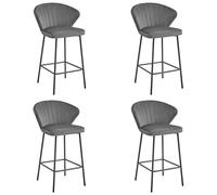 Best For Home Tabouret - Velours gris foncé/pieds noirs x 4