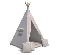 Best For Kids Tente Tipi | Tente de Jeux Enfant avec 3 Coussins Moelleux | Tipi Enfant Interieur Durable pour Chambre en Coton Naturel | Tente Indienne avec fenêtre Enroulable et volet Roulant